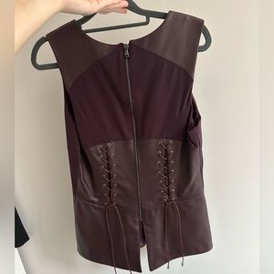 Barely worn Veronica Beard leather peplum sleeveless corset top